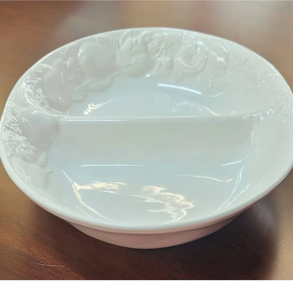 Winsor Browne AN12 Serving Dish‎ Embossed Floral Pattern Oval Made In Italy #8B6